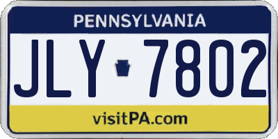 PA license plate JLY7802