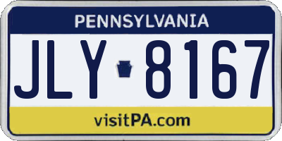 PA license plate JLY8167