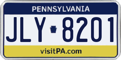 PA license plate JLY8201