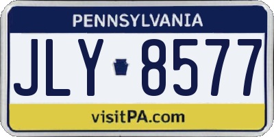PA license plate JLY8577