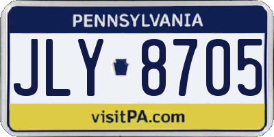 PA license plate JLY8705