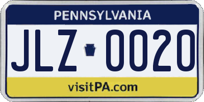 PA license plate JLZ0020