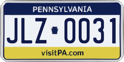PA license plate JLZ0031