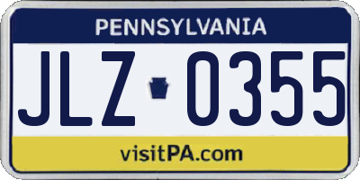 PA license plate JLZ0355