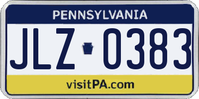 PA license plate JLZ0383