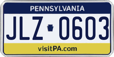 PA license plate JLZ0603