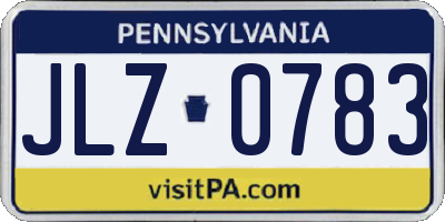 PA license plate JLZ0783