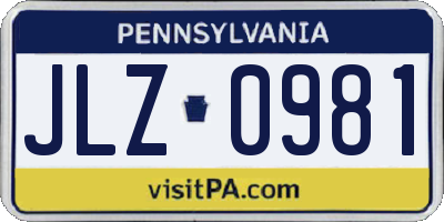 PA license plate JLZ0981