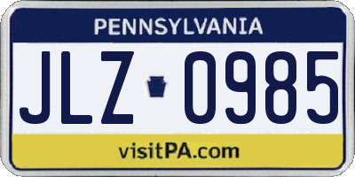 PA license plate JLZ0985