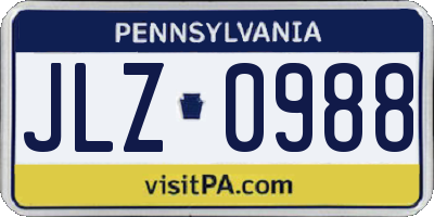 PA license plate JLZ0988