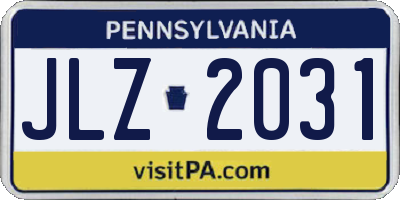 PA license plate JLZ2031