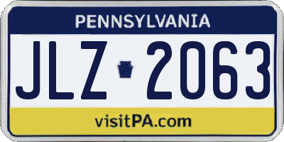 PA license plate JLZ2063