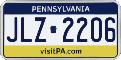 PA license plate JLZ2206