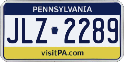 PA license plate JLZ2289