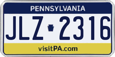 PA license plate JLZ2316