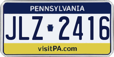 PA license plate JLZ2416