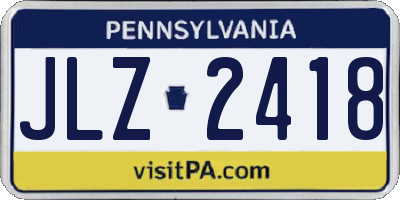 PA license plate JLZ2418