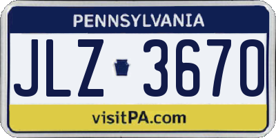 PA license plate JLZ3670