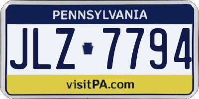 PA license plate JLZ7794