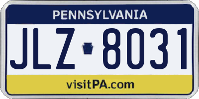 PA license plate JLZ8031
