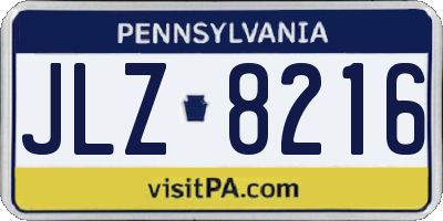 PA license plate JLZ8216