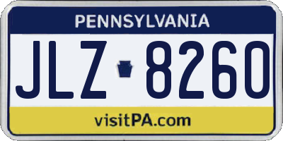 PA license plate JLZ8260
