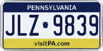PA license plate JLZ9839