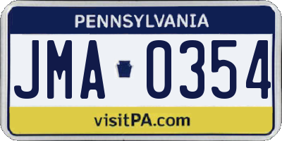 PA license plate JMA0354