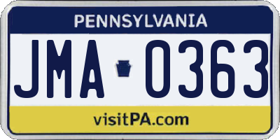 PA license plate JMA0363