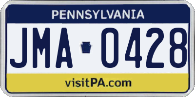 PA license plate JMA0428