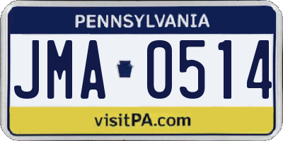 PA license plate JMA0514