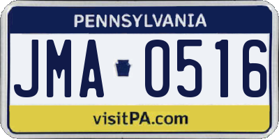 PA license plate JMA0516