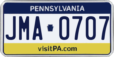 PA license plate JMA0707