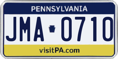 PA license plate JMA0710