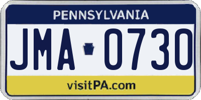 PA license plate JMA0730