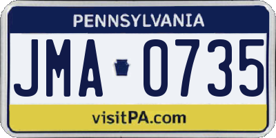PA license plate JMA0735