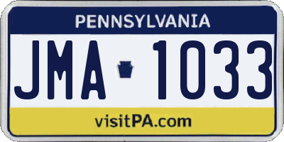 PA license plate JMA1033