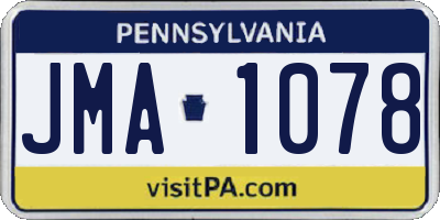 PA license plate JMA1078