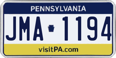 PA license plate JMA1194