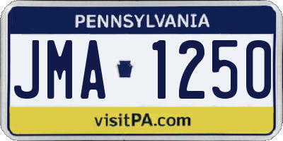 PA license plate JMA1250