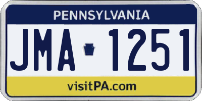 PA license plate JMA1251
