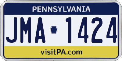 PA license plate JMA1424