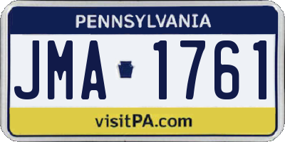 PA license plate JMA1761