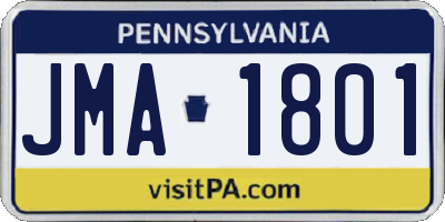 PA license plate JMA1801