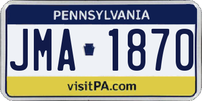 PA license plate JMA1870