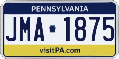 PA license plate JMA1875