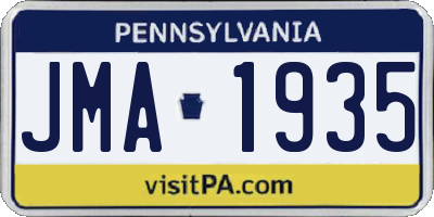 PA license plate JMA1935