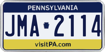 PA license plate JMA2114