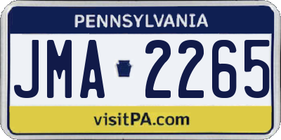 PA license plate JMA2265