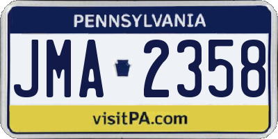 PA license plate JMA2358